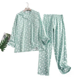 pyjama femme flanelle de coton pois vert