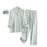 pyjama femme flanelle de coton vert clair chat
