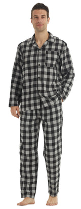 pyjama flanelle homme moderne à carreaux gris noirs
