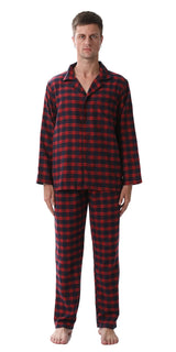 pyjama flanelle homme moderne à carreaux bleu rouge