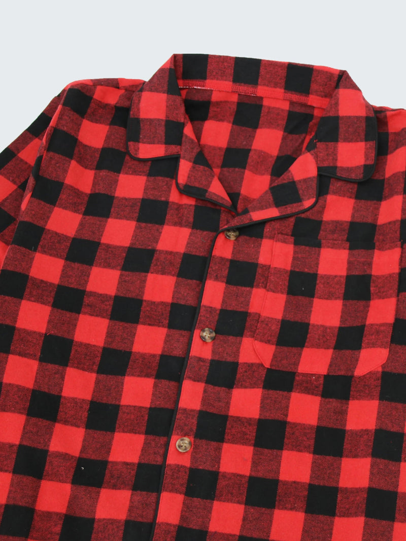 chemise pyjama flanelle homme moderne carreaux rouge noirs